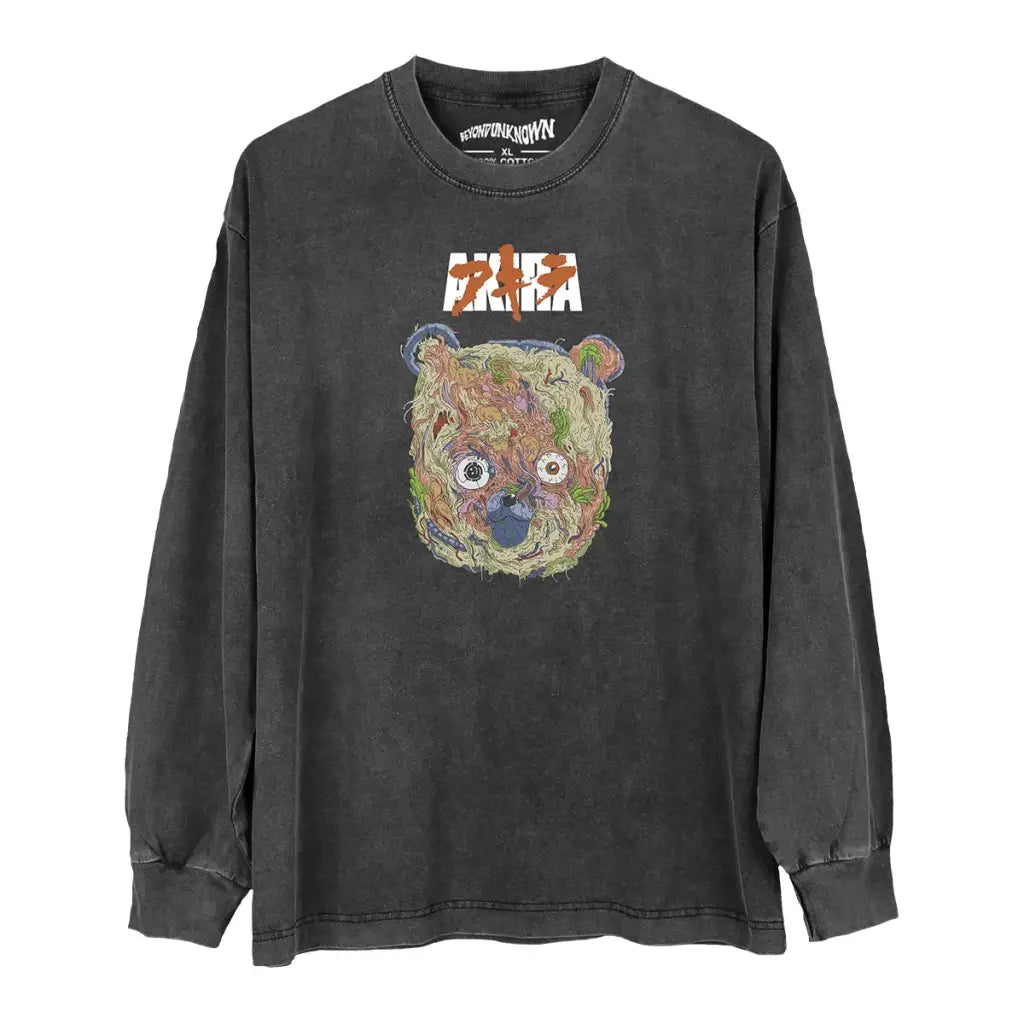 Akira Anime T-shirt - Katsuhiro Otomo Classic Manga Graphic Shirt | Washed Black Long Sleeve / Xl | Apparel