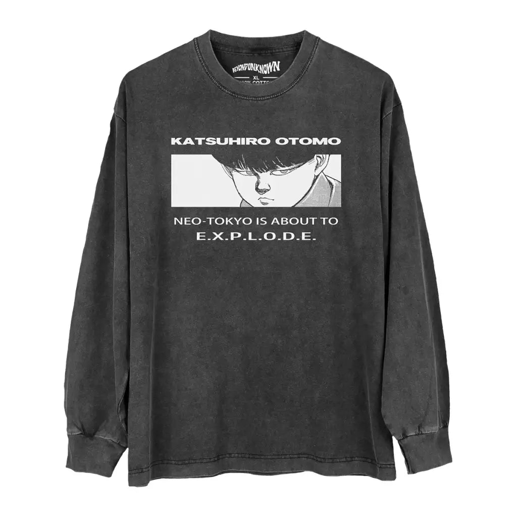 Akira Memories T-shirt - Katsuhiro Otomo Metropolis Anime Graphic Shirt | Washed Black Long Sleeve / s | Core Capsule