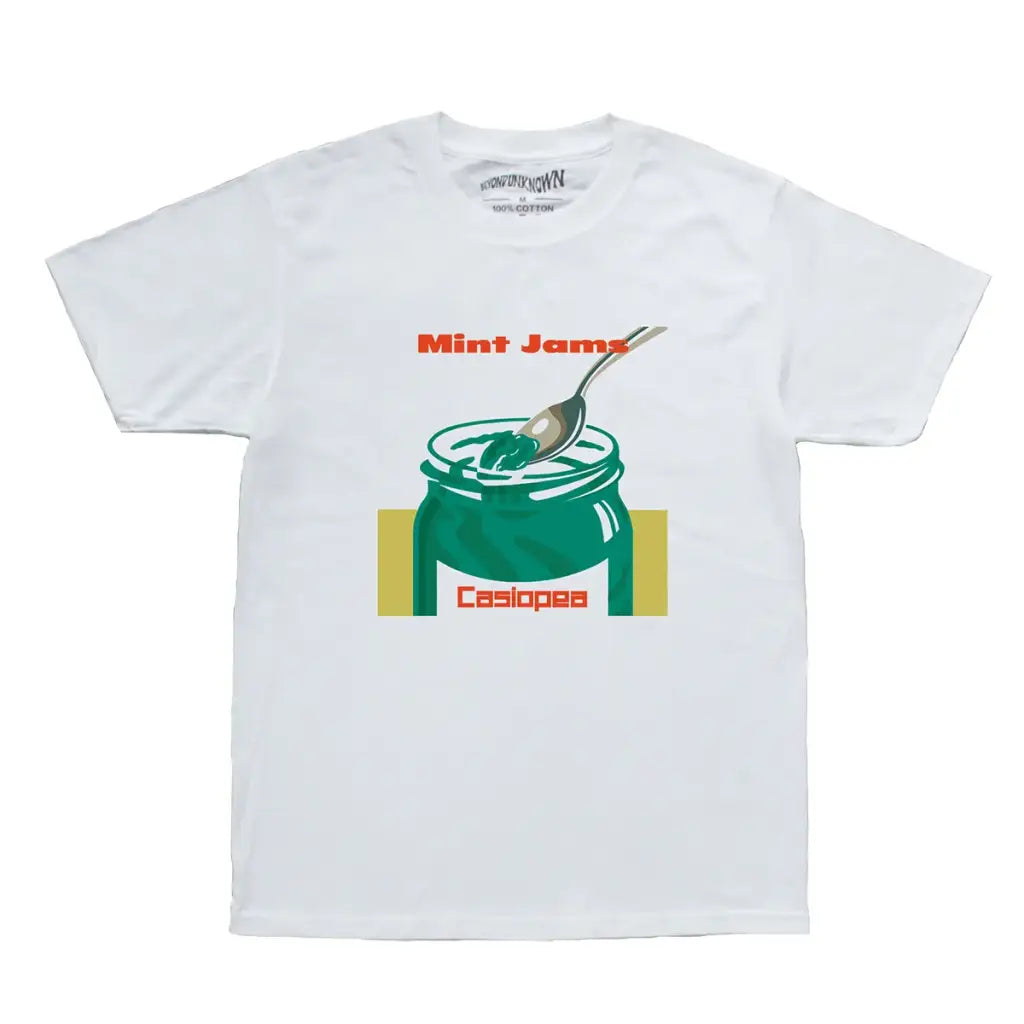 Casiopea Mint Jams T-shirt - Japanese 80s Fusion Music Band Graphic Shirt | White / s | Core Capsule