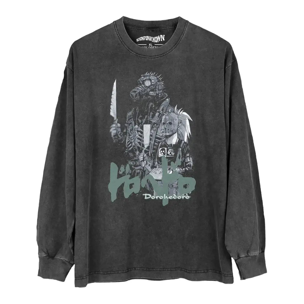 Dorohedoro Anime T-shirt - Dark Urban Fantasy Manga Graphic Shirt | Washed Black Gray / s | Core Capsule