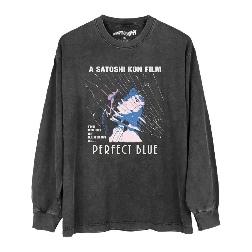 Perfect Blue Manga T-shirt - Satoshi Kon Psychological Art Graphic Shirt | Washed Black Gray / s | Core Capsule