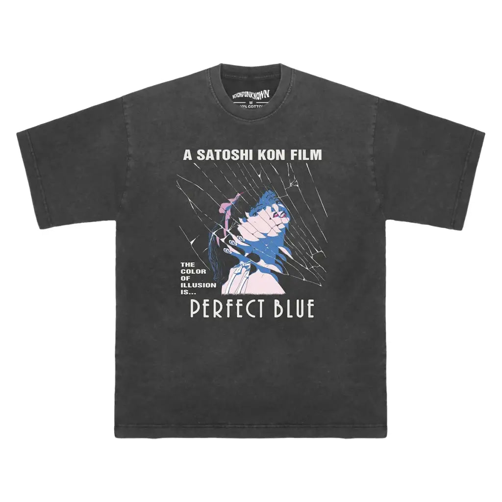 Perfect Blue Manga T-shirt - Satoshi Kon Psychological Art Graphic Shirt | Washed Black Gray Long Sleeve / s | Core