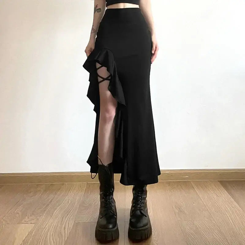 Transform with the Voidsplit Skirt: Dive into Y2K Gothic and Japanese Techwear Fusion - Zenith Threads Co. 