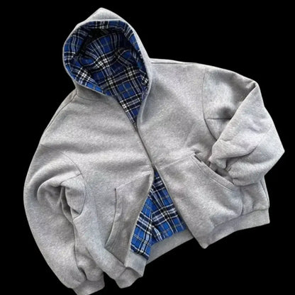 Oversized Plaid Reversible Hoodie | Core Capsule