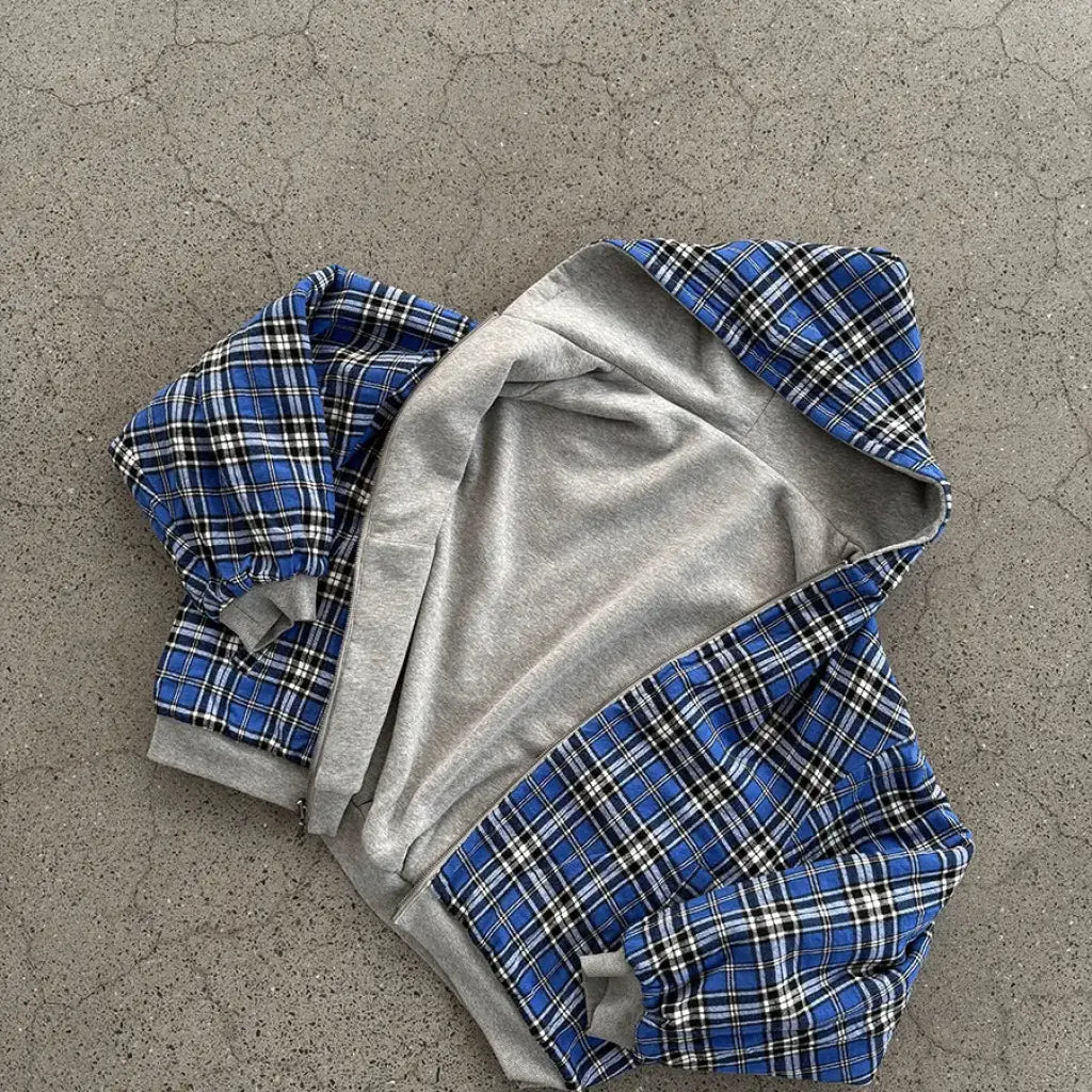 Oversized Plaid Reversible Hoodie | Core Capsule