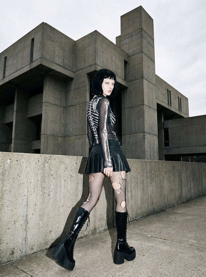 Skeleton Ritual Long Sleeve Crop Top