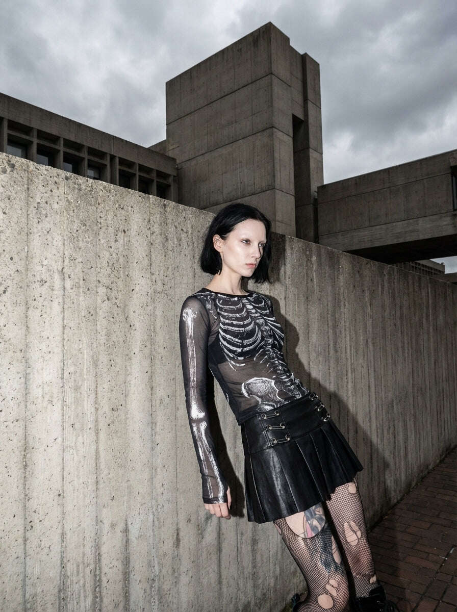 Skeleton Ritual Long Sleeve Crop Top