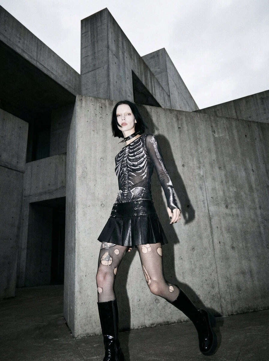 Skeleton Ritual Long Sleeve Crop Top