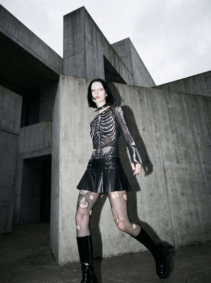 Skeleton Ritual Long Sleeve Crop Top