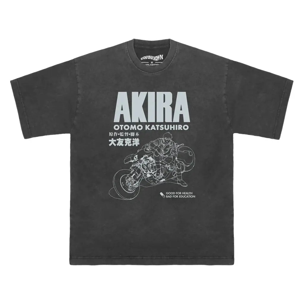Akira Metropolis T-shirt - Otomo Katsuhiro Anime Collection Graphic Shirt | Washed Black Gray Long Sleeve / s | Core