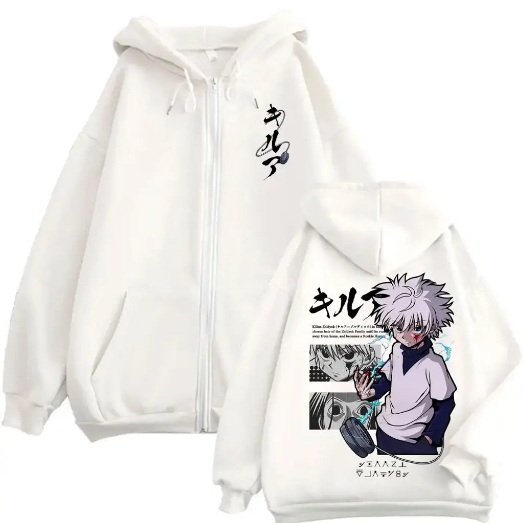 Hunter x Killua Hoodie - Oversized Vintage Zip Up | White / Xxxl | Core Capsule
