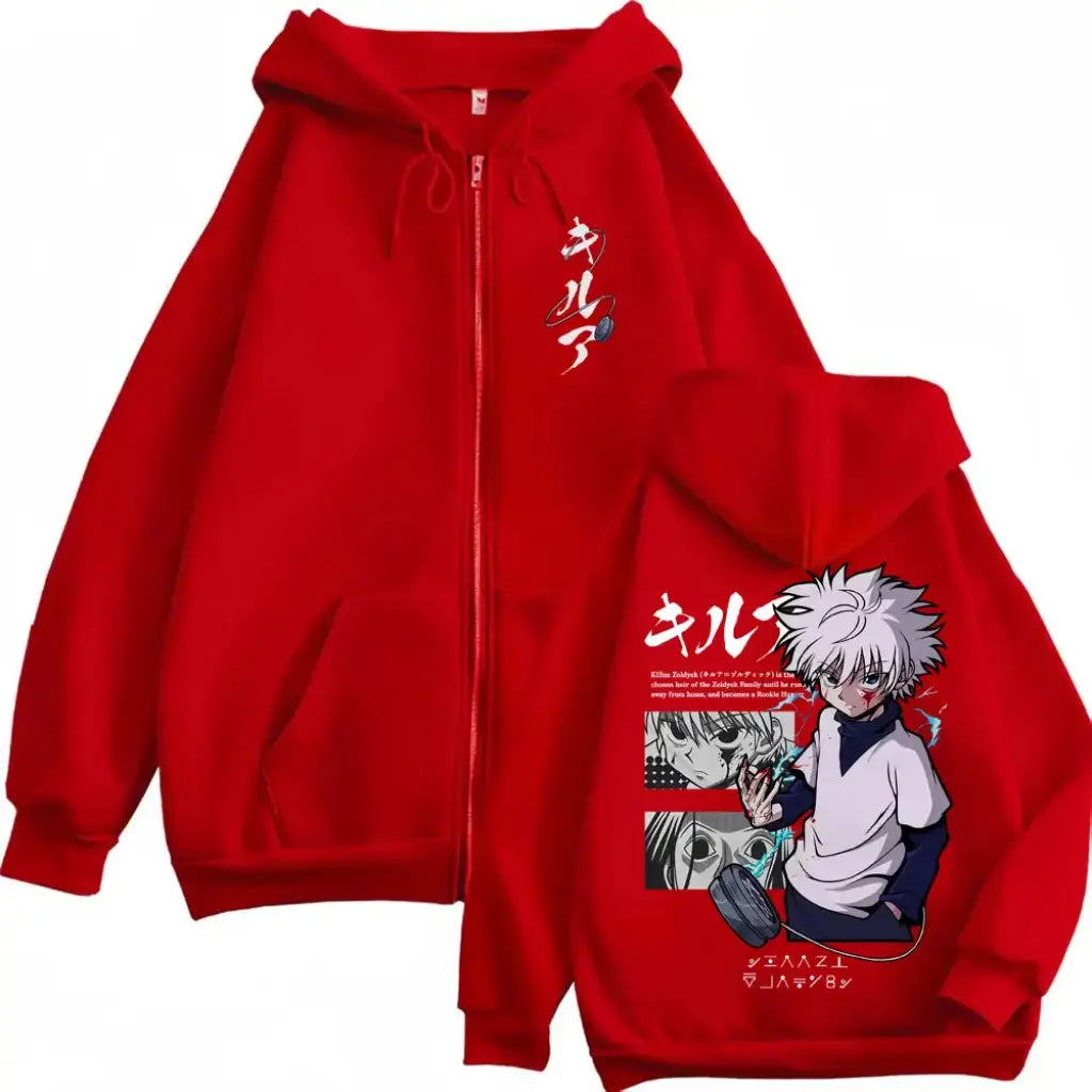 Hunter x Killua Hoodie - Oversized Vintage Zip Up | Red / Xxl | Core Capsule