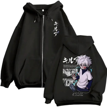 Hunter x Killua Hoodie - Oversized Vintage Zip Up | Black / Xxxl | Core Capsule