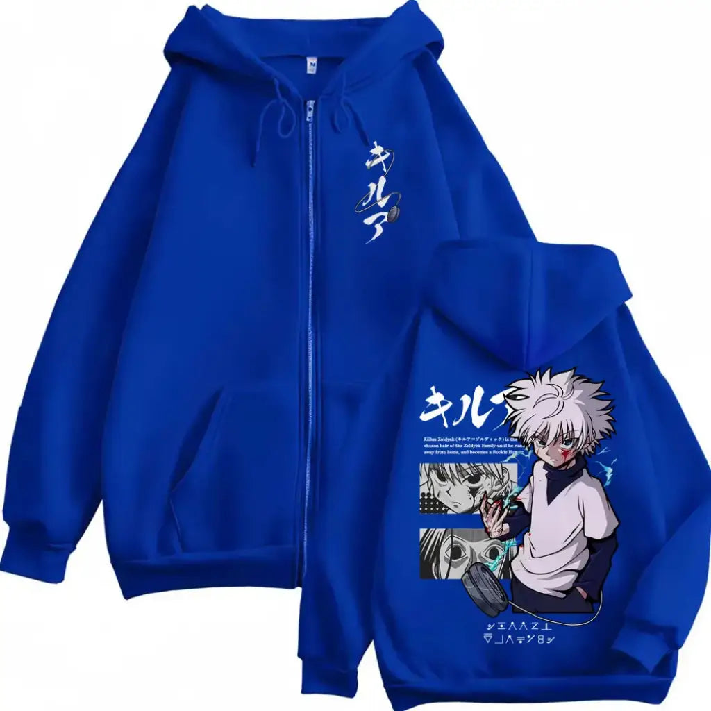 Hunter x Killua Hoodie - Oversized Vintage Zip Up | Blue / Xxxl | Core Capsule