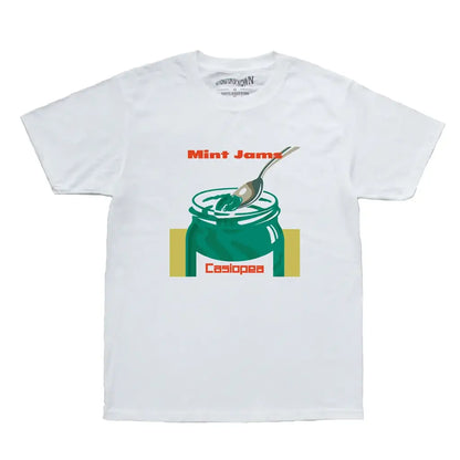 Casiopea Mint Jams T-shirt - Japanese 80s Fusion Music Band Graphic Shirt | White / s | Core Capsule