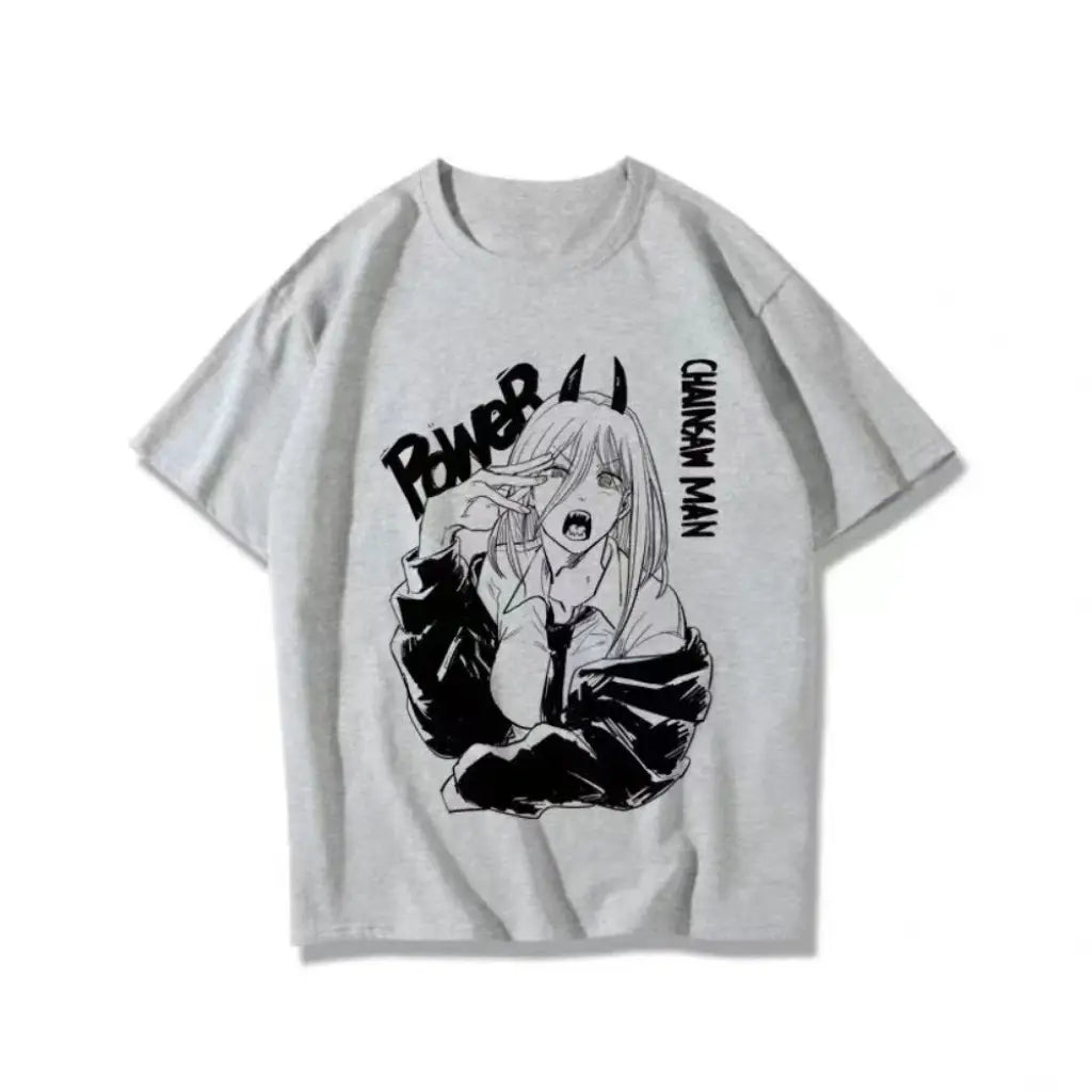 Chainsaw Man Power Anime T-shirt | Gray / s | Core Capsule