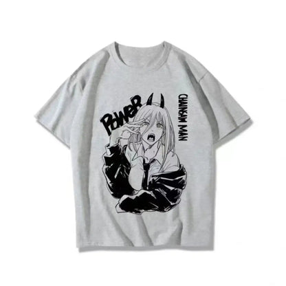 Chainsaw Man Power Anime T-shirt | Gray / s | Core Capsule