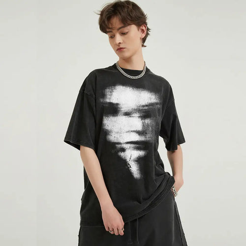 Cipher Blurred Tee – Black Vintage Cotton | Core Capsule