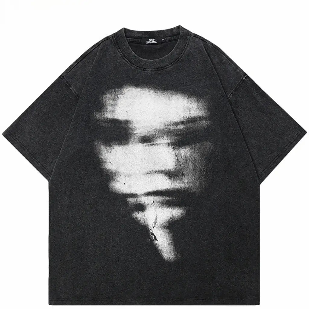 Cipher Blurred Tee – Black Vintage Cotton | Core Capsule