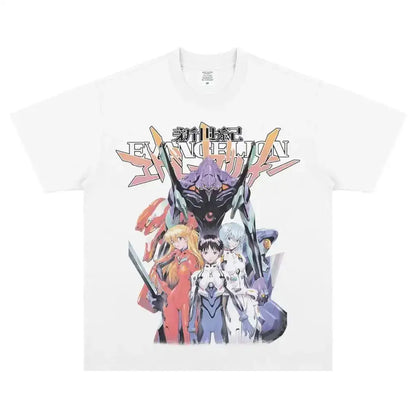 Cotton New Century Gospel Warrior Eva Vintage Anime Printed T-shirt Short Sleeve Men’s and Women’s Streetwear | 2 / 4xl