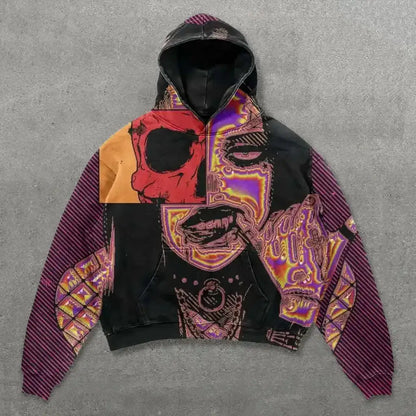 Crimson Psyche – Harajuku Glitch Hoodie | s | Core Capsule