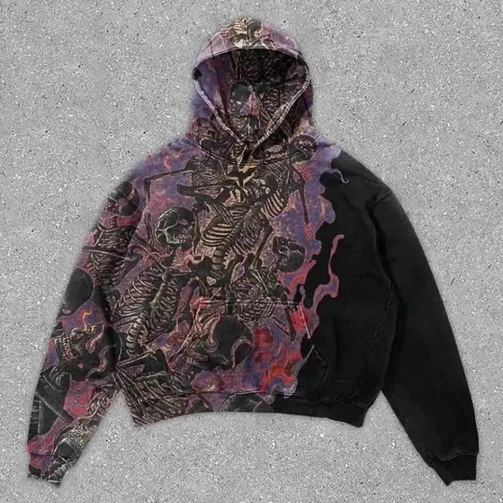 Crimson Psyche – Harajuku Glitch Hoodie | Void Bloom / s | Core Capsule