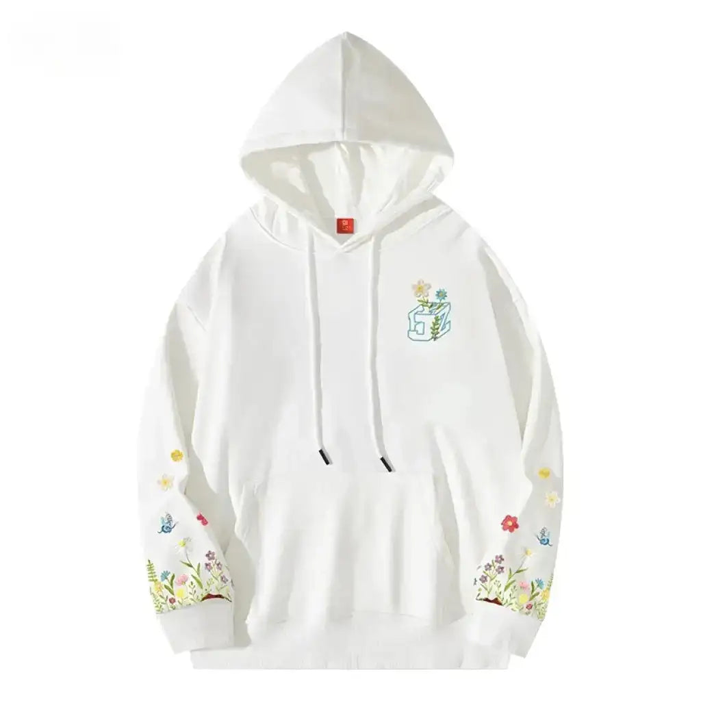 Wildflower Embroidered Hoodie | Oversized Unisex Streetwear | White / m | Core Capsule