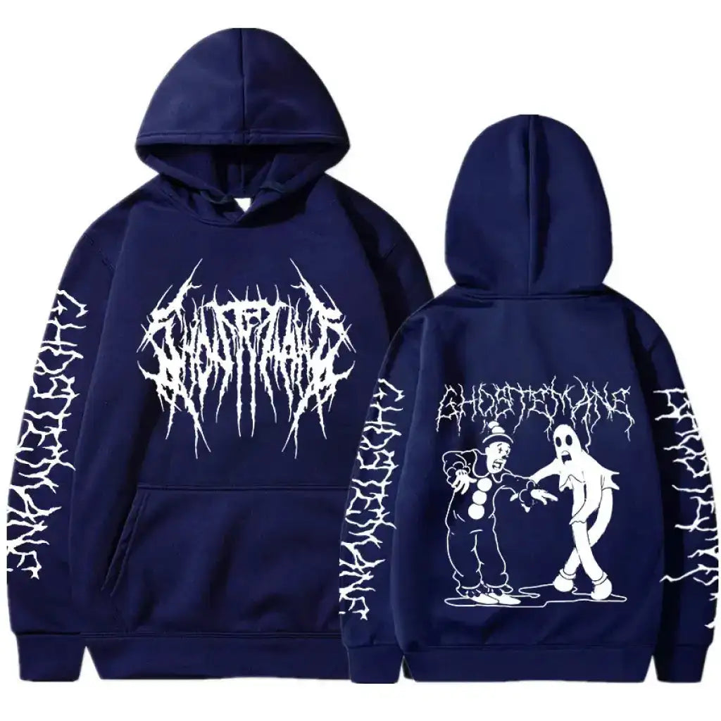 Ghost Mane Double Sided Print Hoodie | Navy Blue / s | Core Capsule