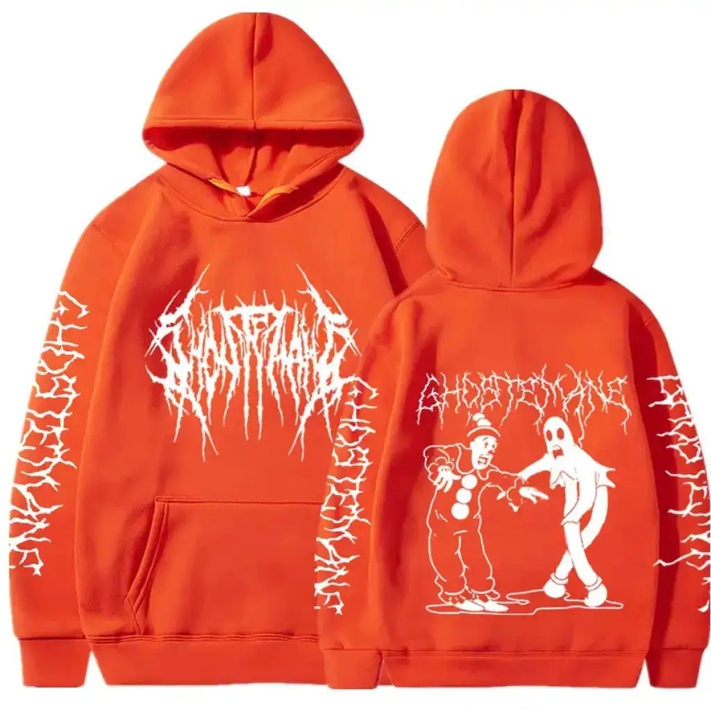 Ghost Mane Double Sided Print Hoodie | Orange / s | Core Capsule