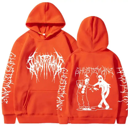 Ghost Mane Double Sided Print Hoodie | Orange / s | Core Capsule