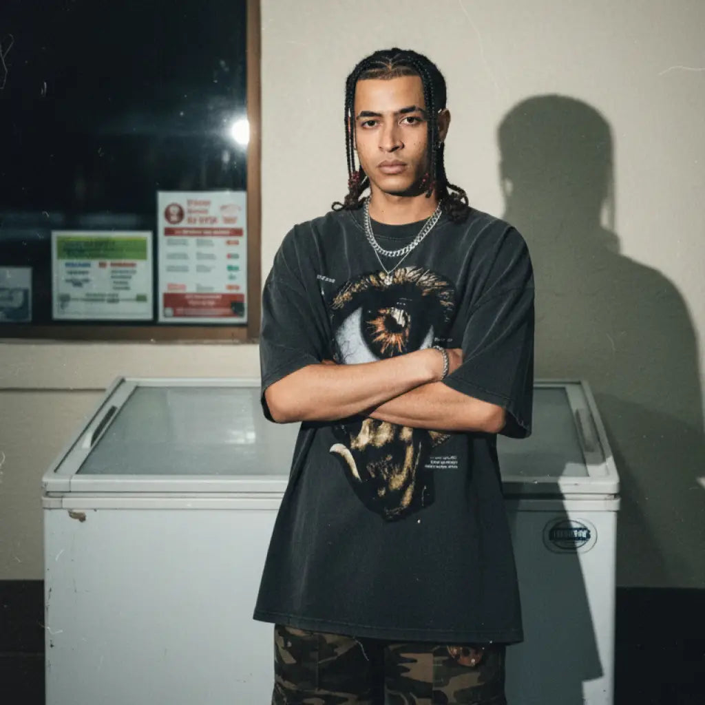 Omen Eye Oversized Graphic Tee – Black Vintage Cotton | Core Capsule