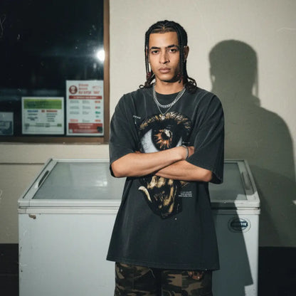 Omen Eye Oversized Graphic Tee – Black Vintage Cotton | Core Capsule