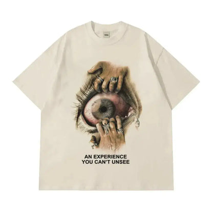 Veil of Sight Oversized Graphic Tee – Vintage Washed Cotton | Beige / s | Core Capsule