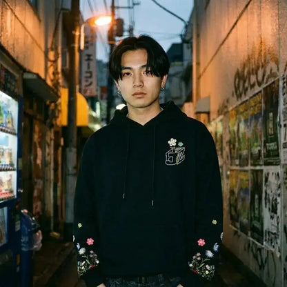 Wildflower Embroidered Hoodie | Oversized Unisex Streetwear | Core Capsule
